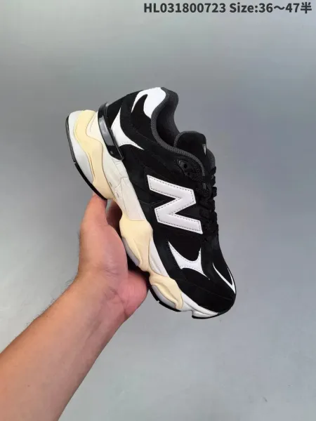 New Balance 9060 Black White Cream Chunky Sneakers - 1