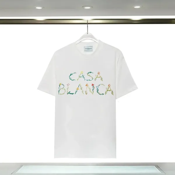 Casablanca Floral Embroidered Logo White T-Shirt - 1
