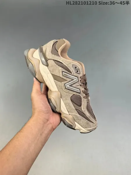 New Balance 9060 Beige Suede Chunky Sneakers - 1