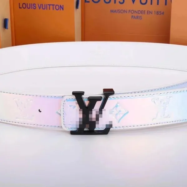 Louis Vuitton LV Initiales Belt Iridescent White Leather Belt - 1