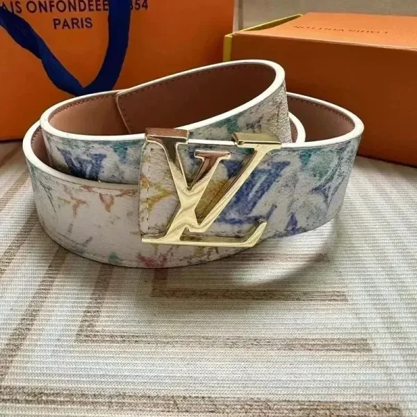Louis Vuitton Monogram Multicolor Print Belt with Gold-Tone LV Buckle - 1