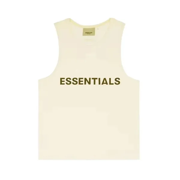 Essentials Logo Print Beige Vest-Top - 1