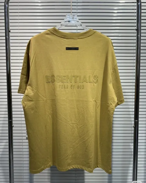Fear of God Essentials Logo Embossed Olive T-Shirt - 1