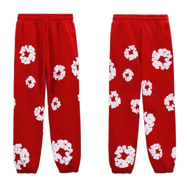 Design Floral Print Red Sweatpants - 1
