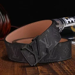 thumbnail for High version L men's leather belt trend net red pure cowhide belt social guy checkerboard checkerboard ins belt tide