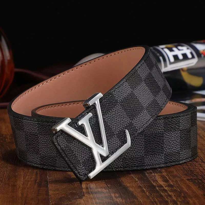 Black grid silver buckle