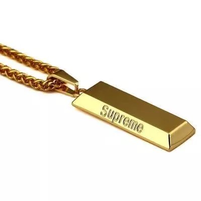 Supreme Gold Bar Necklace Metal Gold