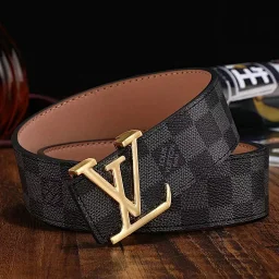 thumbnail for whatsapp: +86 15394456291
 High version L men's genuine leather belt trend net red pure cow leather belt social guy checkerboard ins belt tide