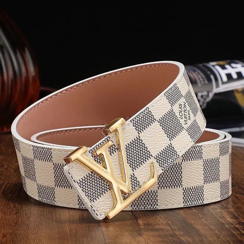 White grid gold buckle