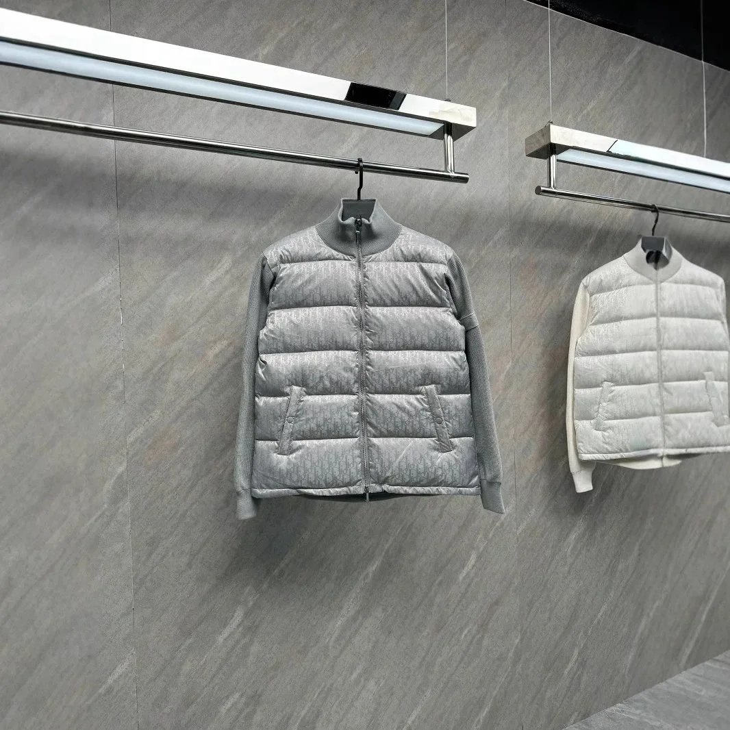 D full print tide brand wool knitted splicing down jacket men and women with the same models