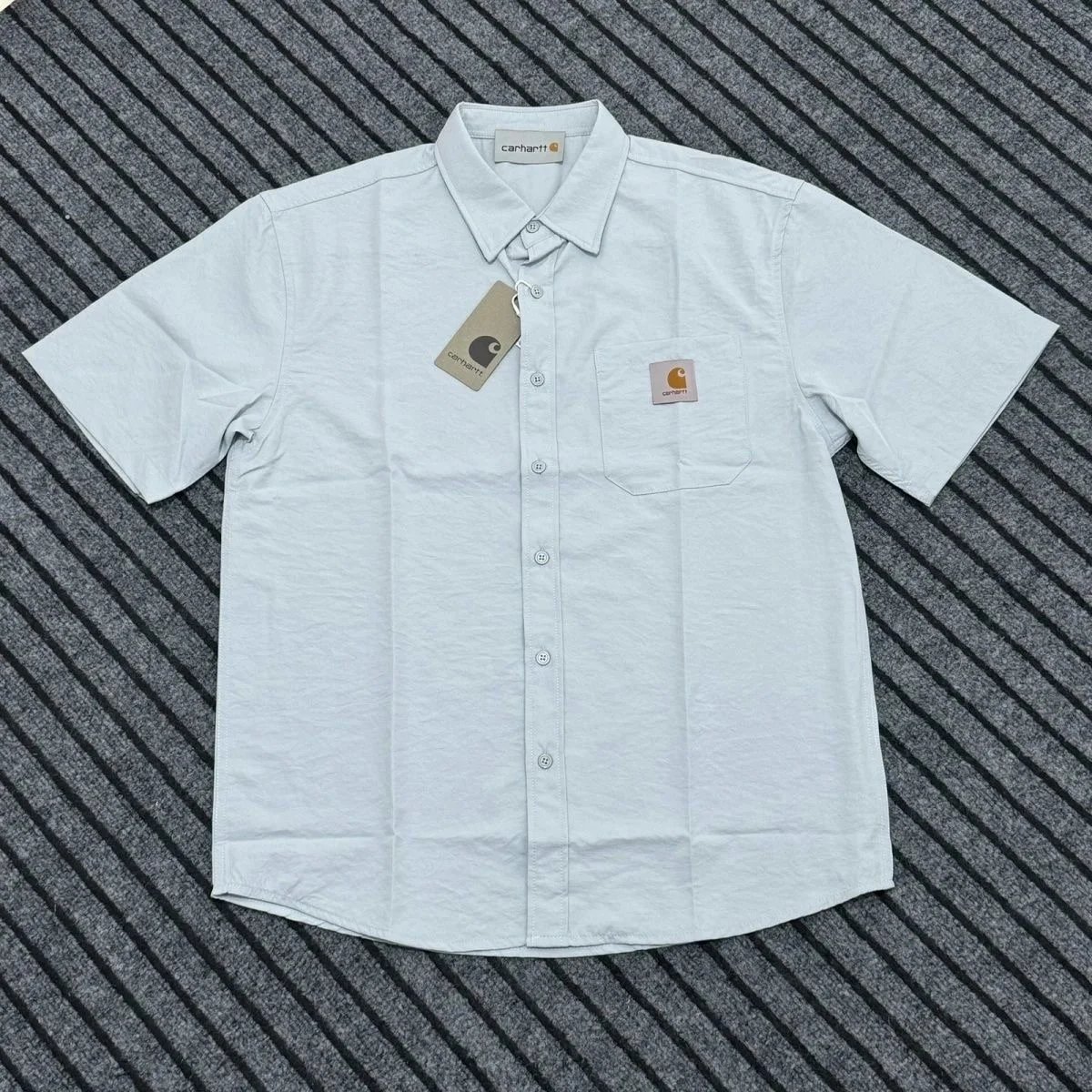 Carhartt Shirts Short-sleeve button-up work shirt with chest pocket — Light blue