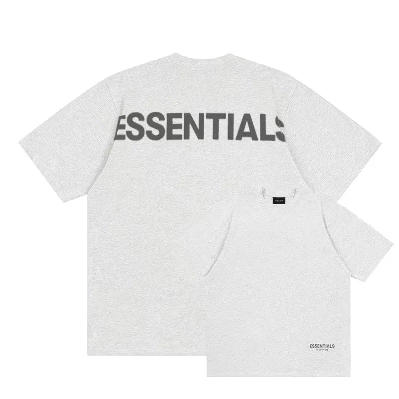 Essentials T-Shirts Fear of God reflective logo short-sleeve T-shirt — Light oatmeal color