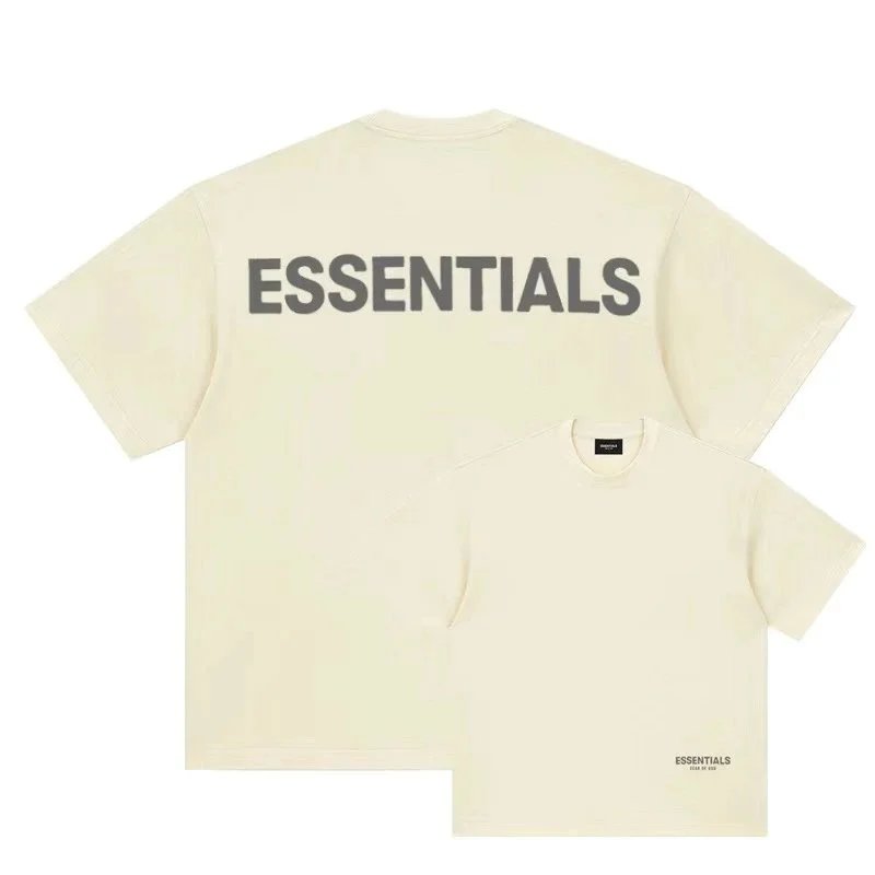 Essentials T-Shirts Fear of God reflective logo short-sleeve T-shirt — Apricot color