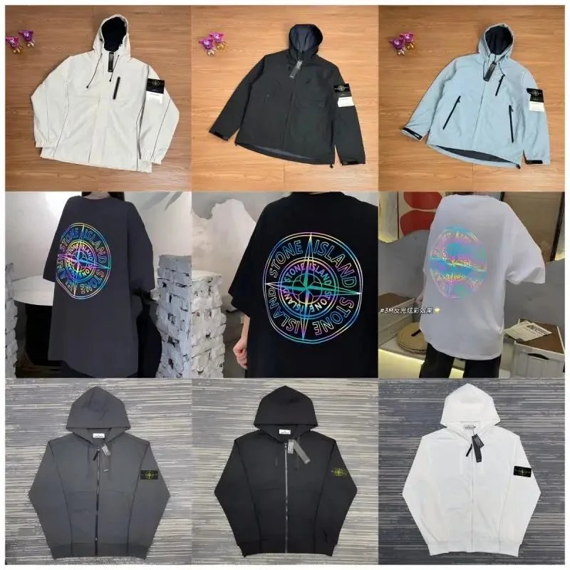 Stone autumn and winter men’s and women’s hooded sweatshirt solid color badge style jacket