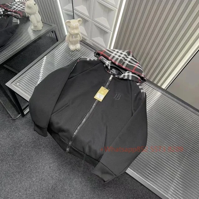 Burberry Jackets Zip-Up Jacket with Check Hood Lining product detail image 9