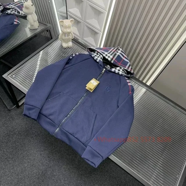 Burberry Jackets Zip-Up Jacket with Check Hood Lining product detail image 10