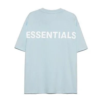 Essentials T-Shirts Fear of God reflective logo short-sleeve T-shirt — Light blue