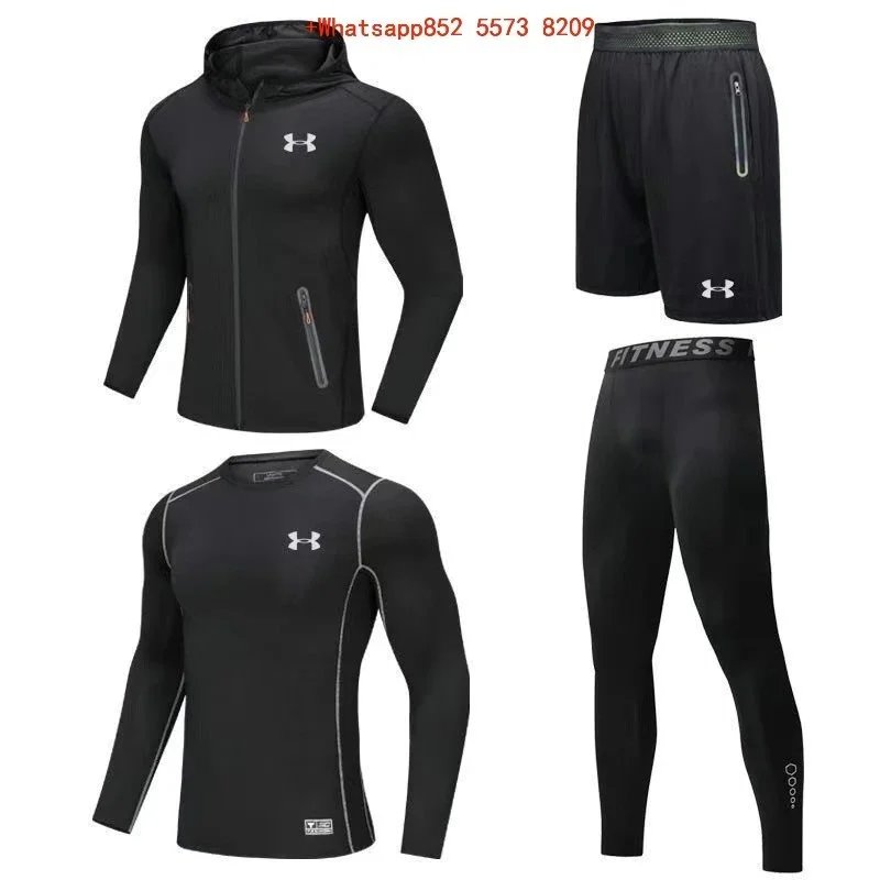 Nike Jackets Hooded colour-block zip windbreaker — UA8544 Black Four-Piece Set (Reflective)