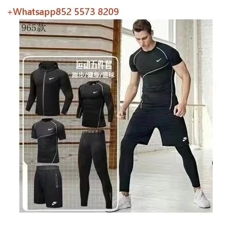 Nike Jackets Hooded colour-block zip windbreaker — NK965 Black Five-Piece Set