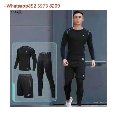 Nike Jackets Hooded colour-block zip windbreaker — NK Black Long-Sleeve Three-Piece Set