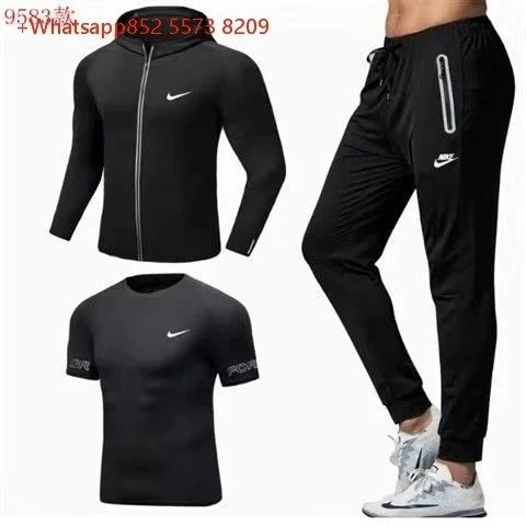 Nike Jackets Hooded colour-block zip windbreaker — NK Black Three-Piece Coat Set