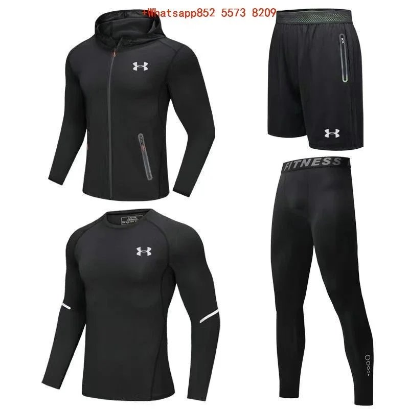 Nike Jackets Hooded colour-block zip windbreaker — UA8344 Black Four-Piece Set (Reflective)