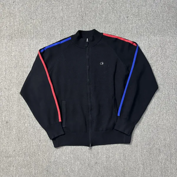 Calvin Klein Track Jacket Black with Red and Blue Stripe Outerwear - 3