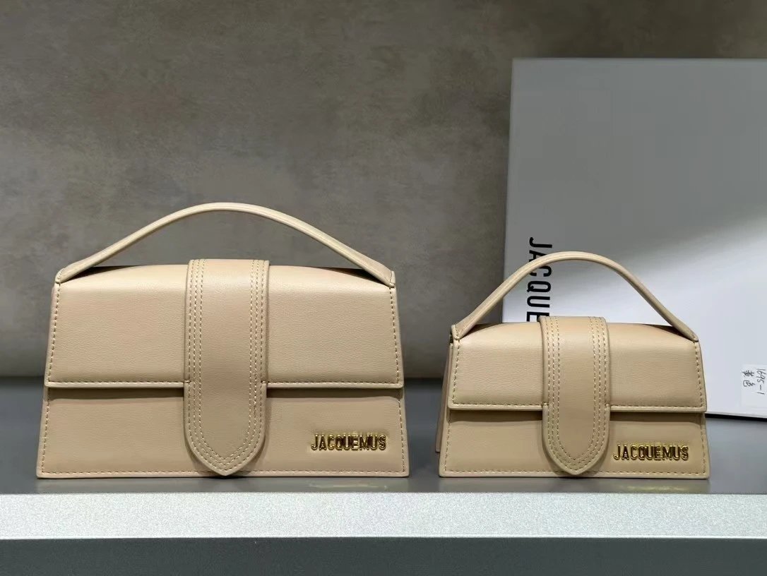 Jacquemus Crossbody Bags Structured flap top-handle bag — Apricot color