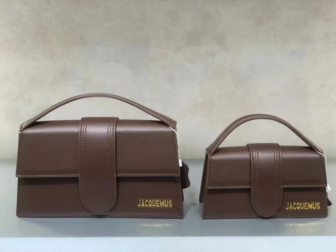 Jacquemus Crossbody Bags Structured flap top-handle bag — Coffee color