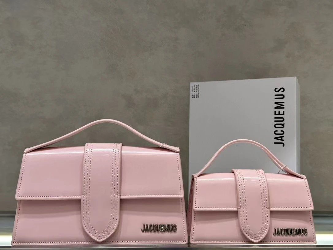 Jacquemus Crossbody Bags Structured flap top-handle bag — Pink with beaded edging and pearl finish