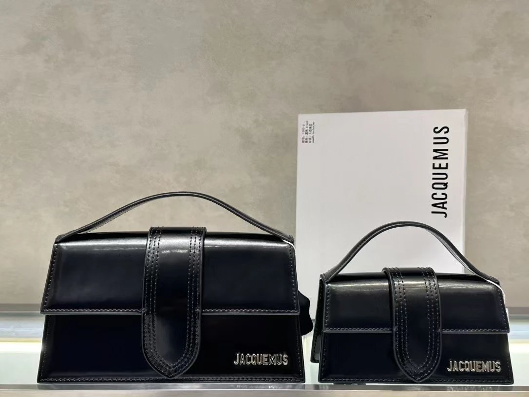 Jacquemus Crossbody Bags Structured flap top-handle bag — Black with beaded edging