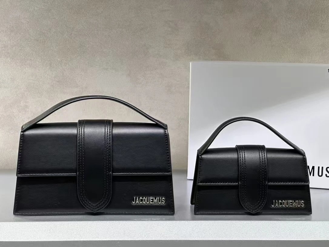Jacquemus Crossbody Bags Structured flap top-handle bag — Black silver color