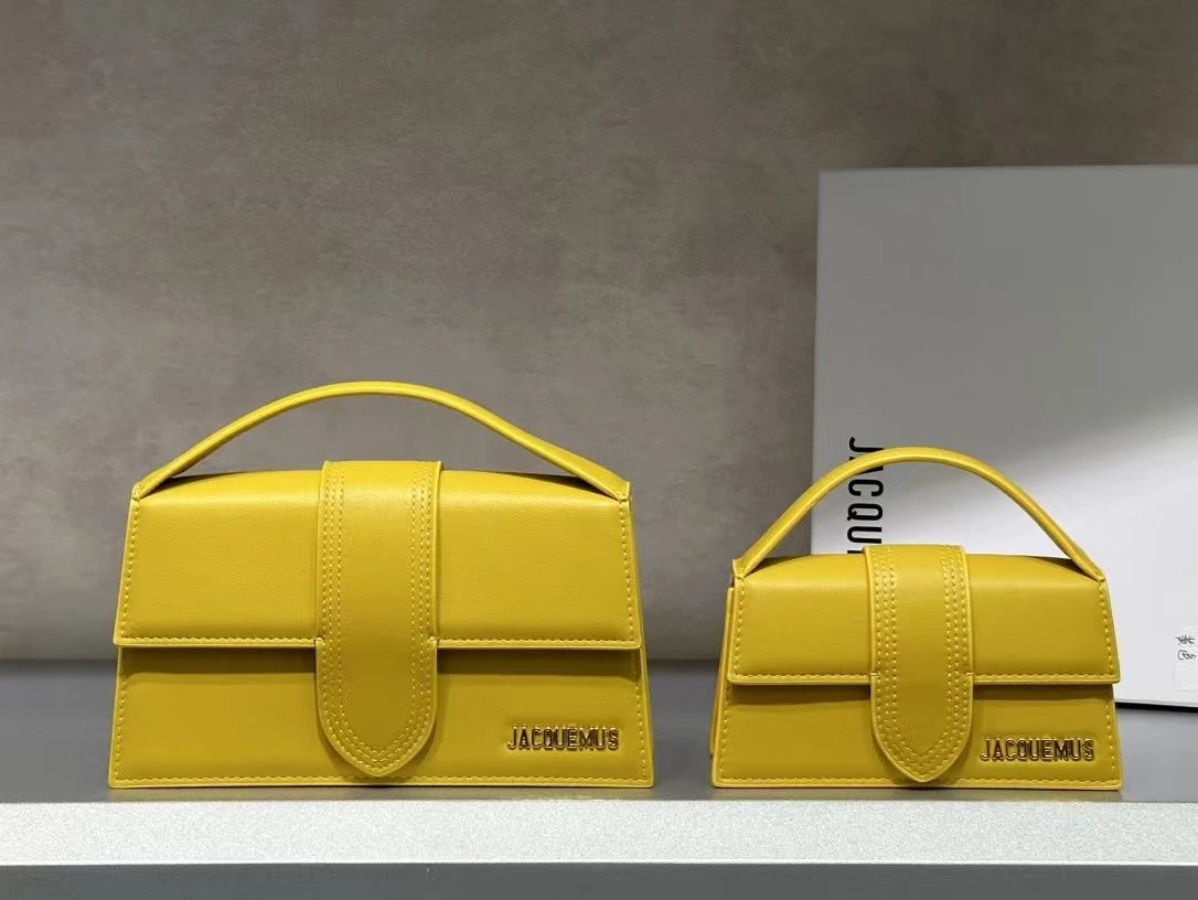 Jacquemus Crossbody Bags Structured flap top-handle bag — Yellow