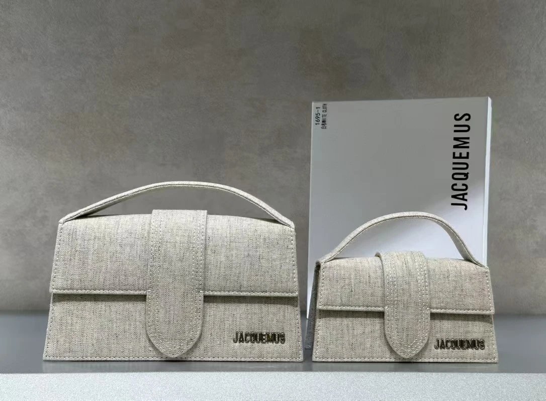 Jacquemus Crossbody Bags Structured flap top-handle bag — Gray cloth