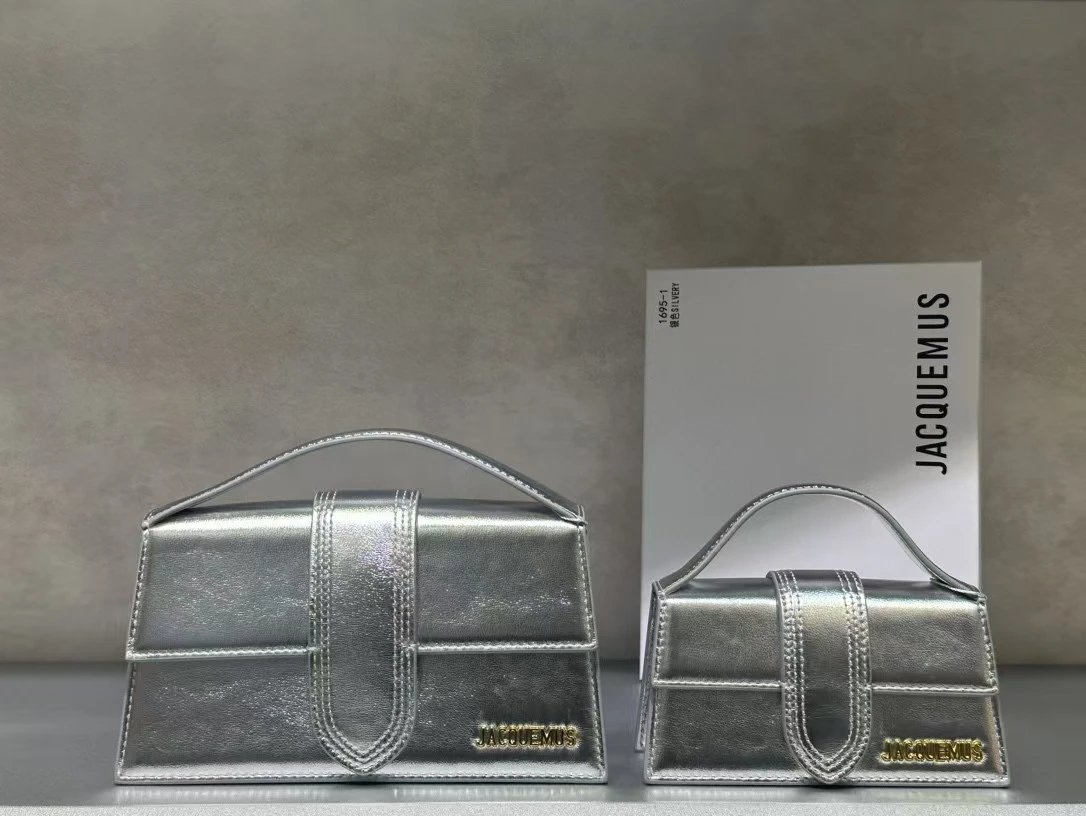 Jacquemus Crossbody Bags Structured flap top-handle bag — Silver