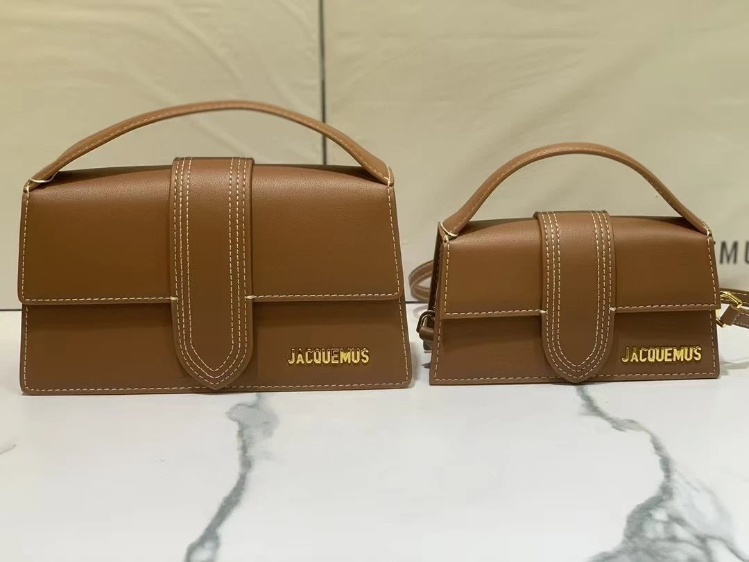 Jacquemus Crossbody Bags Structured flap top-handle bag — Caramel