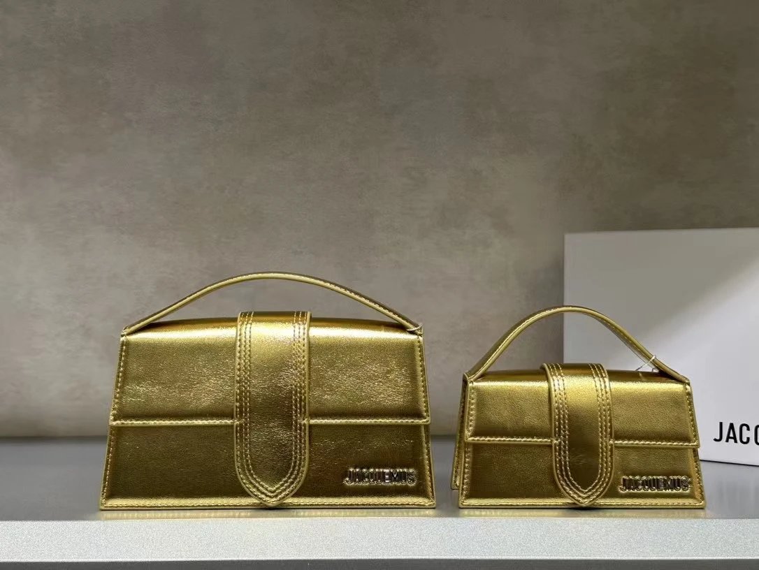 Jacquemus Crossbody Bags Structured flap top-handle bag — Golden