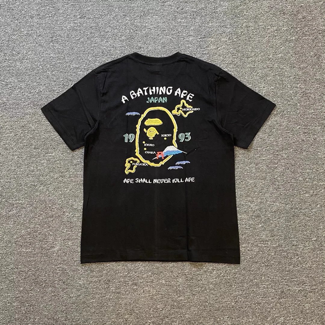 A Bathing Ape Japan Map Graphic Black T-Shirt