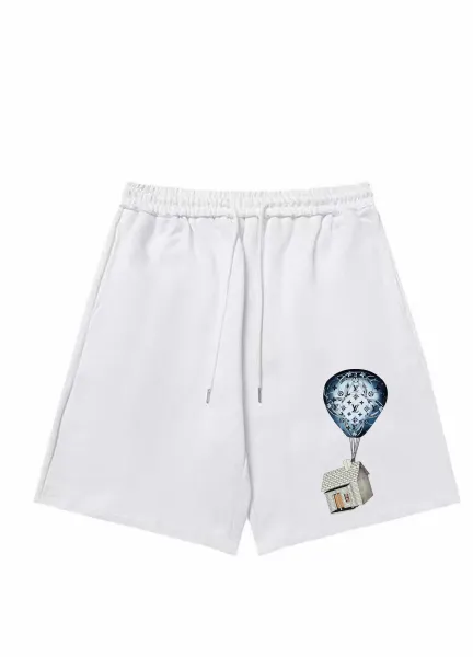 Design Vuitton Logo Print Washed Denim Shorts Gray Shorts - 17