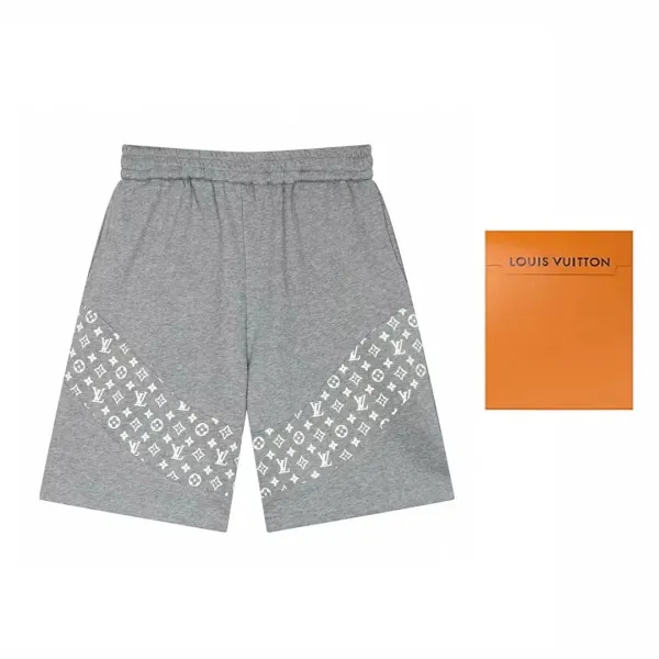 Design Vuitton Logo Print Washed Denim Shorts Gray Shorts - 8