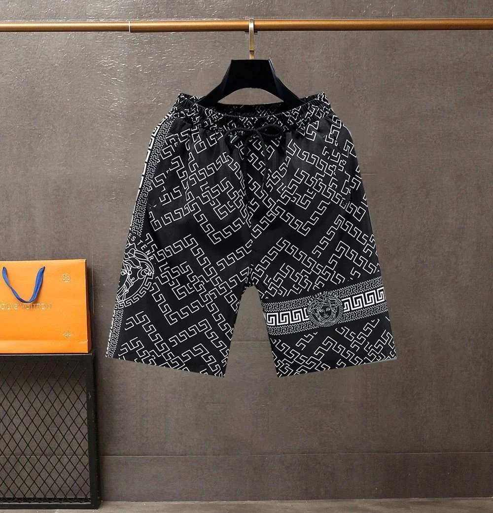 Versace Greek Key Print Black Swim Shorts - 16