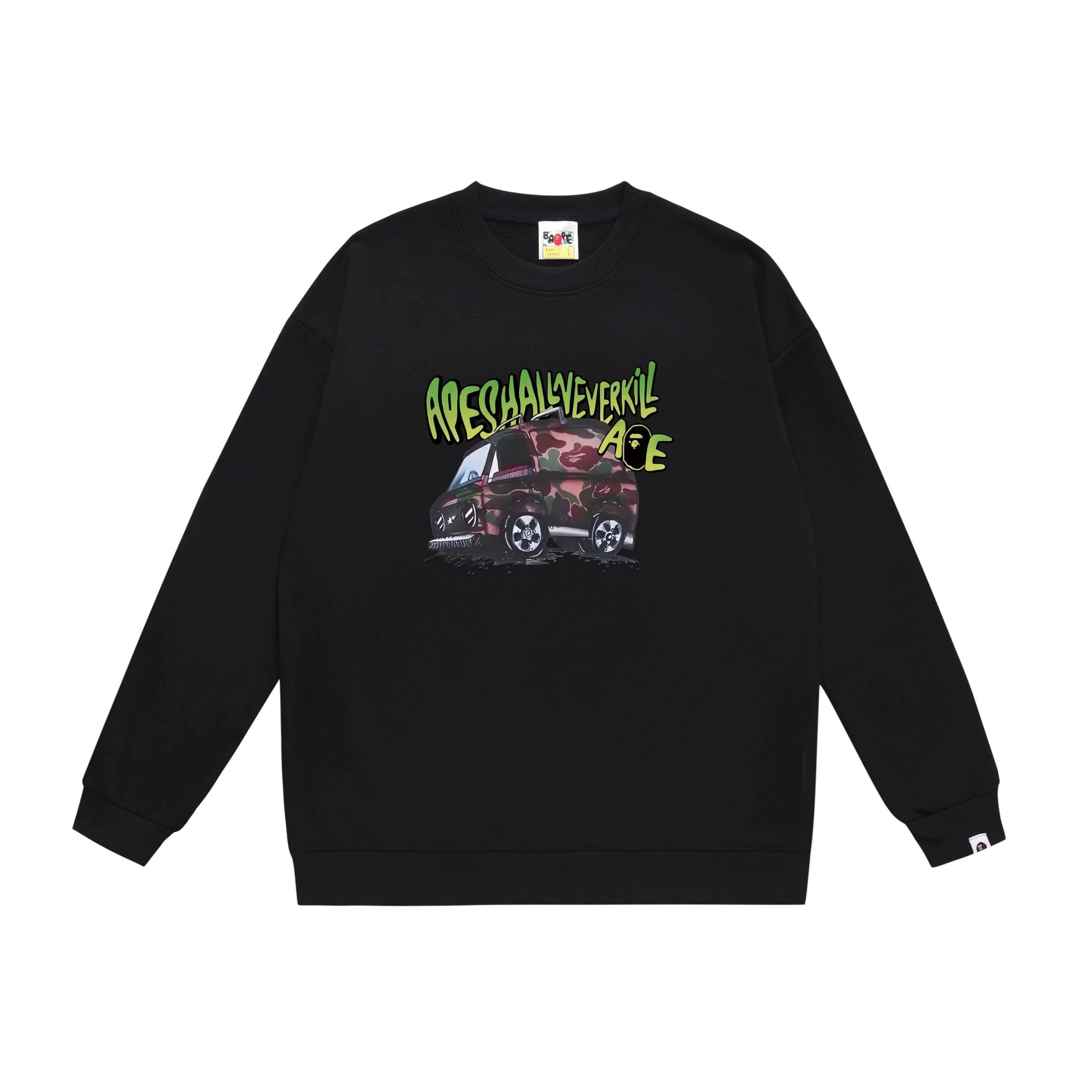 A Bathing Ape Geometric Camo Ape Head Crewneck Sweatshirt Gray Hoodie - 2