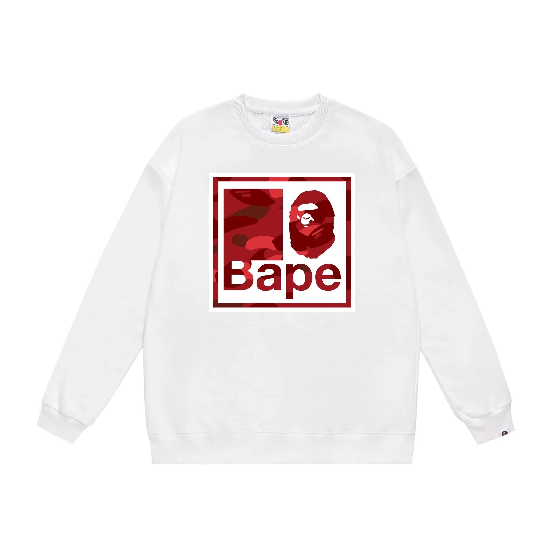 A Bathing Ape Red Camo Box Logo Hoodie White - 1