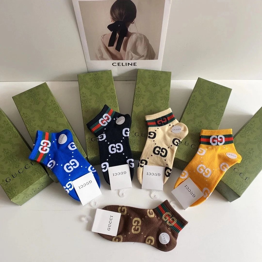 Burberry Monogram Logo Ankle Socks in Black, Charcoal, Navy, White, and Gray - 5