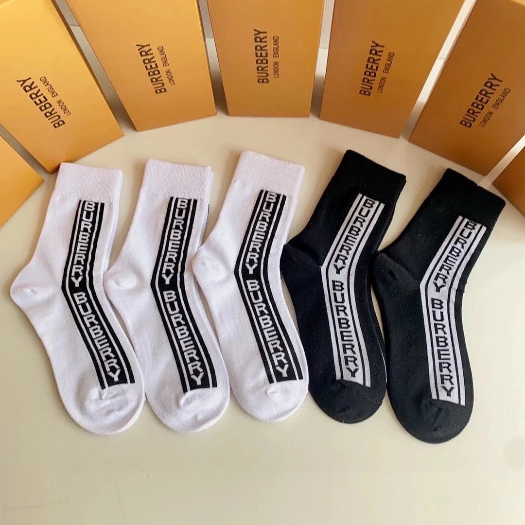 Burberry Monogram Logo Ankle Socks in Black, Charcoal, Navy, White, and Gray - 8