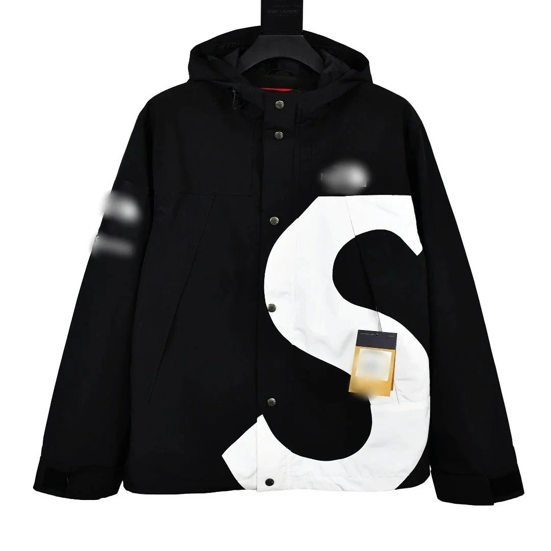 Supreme Oversized Logo Hooded Jacket Black / White Outerwear