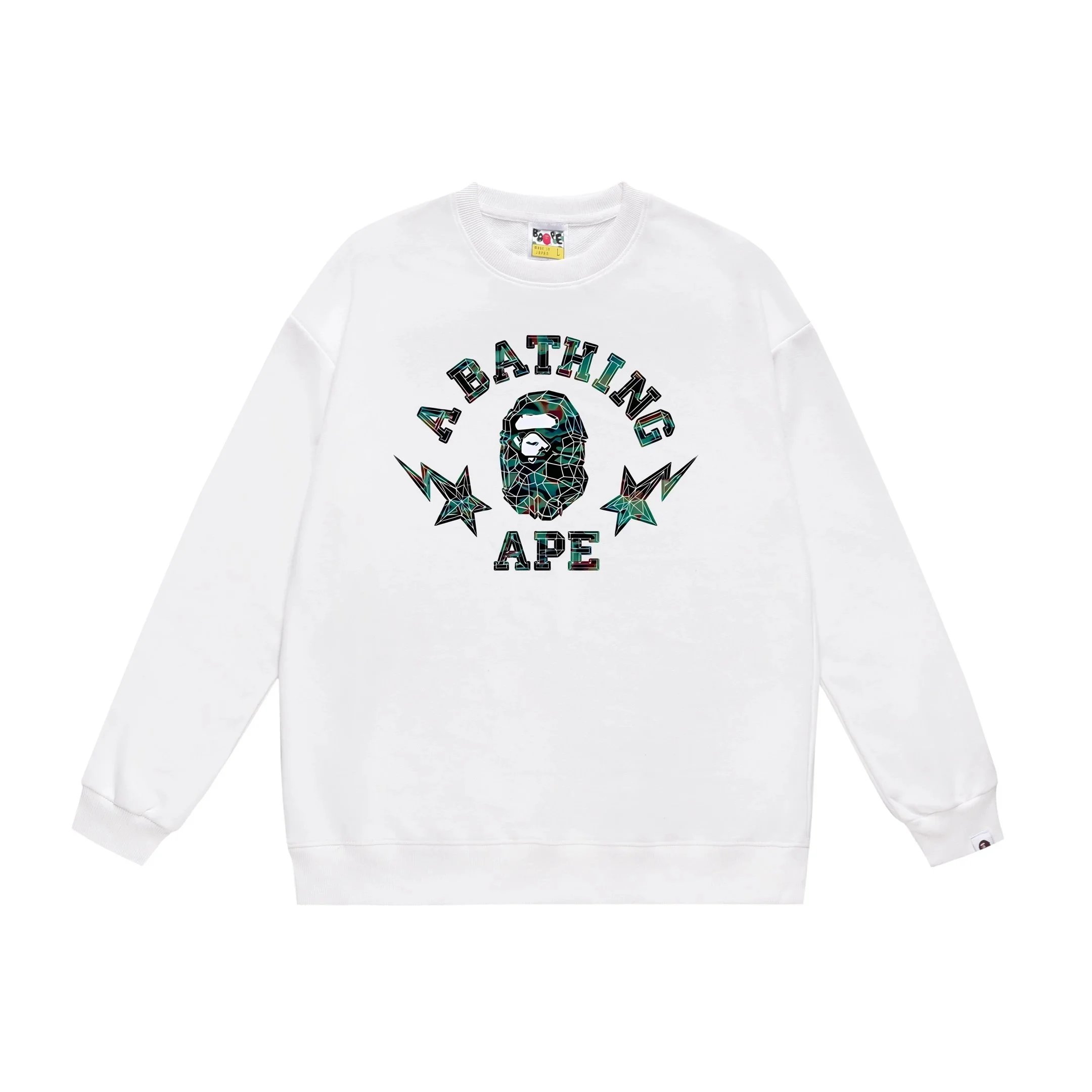 A Bathing Ape Geometric Camo Ape Head Crewneck Sweatshirt Gray Hoodie - 9