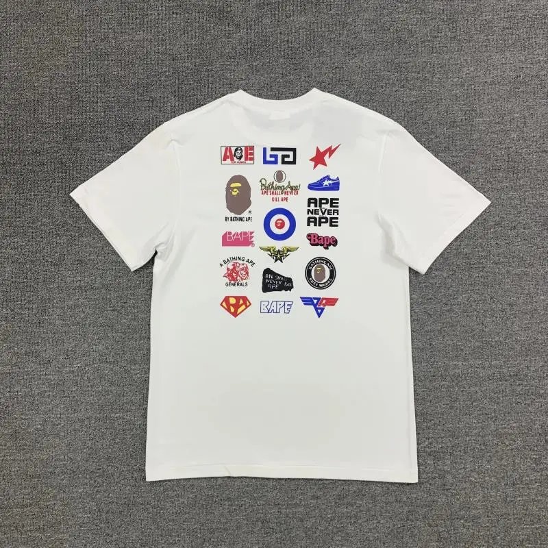A Bathing Ape Multi-Logo Graphic White T-Shirt