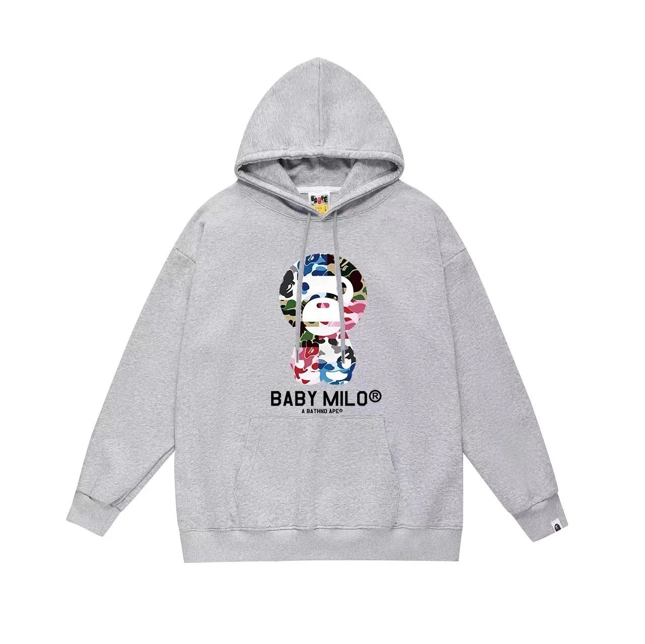 A Bathing Ape Baby Milo Multicolor Camo Hoodie Gray - 10