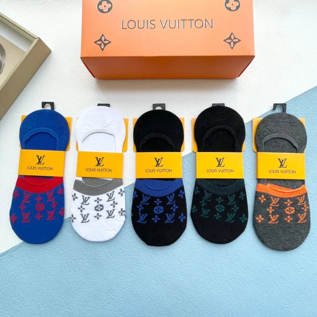 Louis Vuitton LV Monogram Embroidered Knee-High Socks Black and White - 10